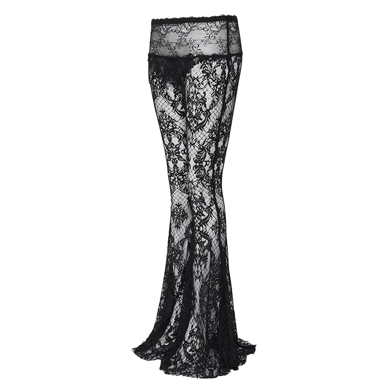 Pantalones acampanados góticos de encaje para mujer de EVA LADY