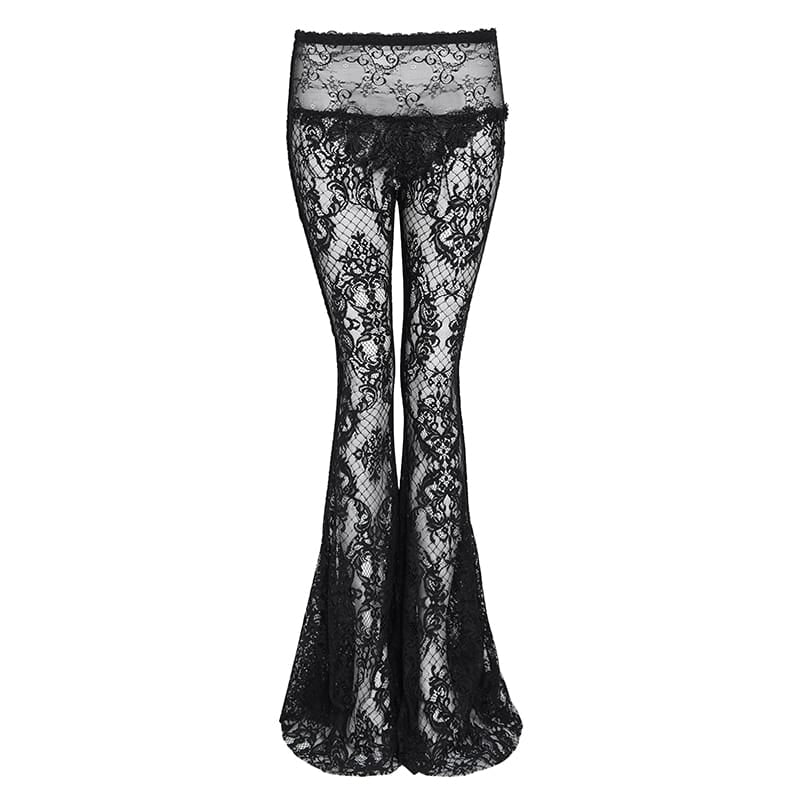 Pantalones acampanados góticos de encaje para mujer de EVA LADY