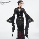 EVA LADY Women's Gothic Flared Sleeved Lace Splice Shirt