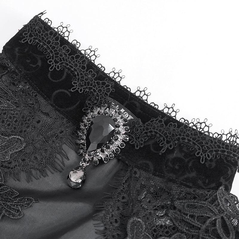 EVA LADY Women's Gothic Flared Sleeved Lace Splice Shirt