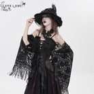 EVA LADY Women's Gothic Floral Beaded Ruffled Streamer Overbust Corset