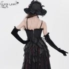 EVA LADY Women's Gothic Floral Beaded Ruffled Streamer Overbust Corset