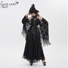 EVA LADY Women's Gothic Floral Beaded Ruffled Streamer Overbust Corset