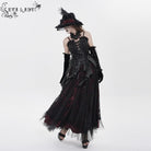 EVA LADY Women's Gothic Floral Beaded Ruffled Streamer Overbust Corset