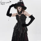 EVA LADY Women's Gothic Floral Beaded Ruffled Streamer Overbust Corset