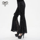 EVA LADY Women's Gothic Floral Embossed Lace Splice Flared Leggings