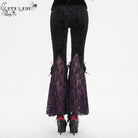 EVA LADY Women's Gothic Floral Embossed Lace Splice Flared Leggings