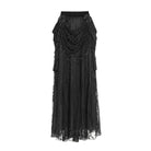 EVA LADY Women's Gothic Floral Embroidered Beaded Long Skirt Black