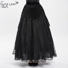 EVA LADY Women's Gothic Floral Embroidered Beaded Long Skirt Black