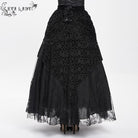EVA LADY Women's Gothic Floral Embroidered Beaded Long Skirt Black