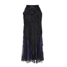 EVA LADY Women's Gothic Floral Embroidered Beaded Long Skirt Purple