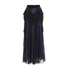 EVA LADY Women's Gothic Floral Embroidered Beaded Long Skirt Purple