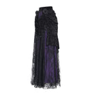 EVA LADY Women's Gothic Floral Embroidered Beaded Long Skirt Purple