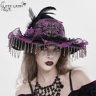 EVA LADY Women's Gothic Floral Embroidered Feather Tassels Hat