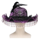 EVA LADY Women's Gothic Floral Embroidered Feather Tassels Hat