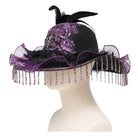EVA LADY Women's Gothic Floral Embroidered Feather Tassels Hat