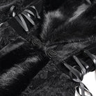 EVA LADY Women's Gothic Floral Embroidered Fluffy Coat Black