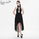 EVA LADY Women's Gothic Floral Embroidered Halterneck Mesh Dress