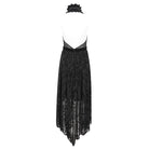 EVA LADY Women's Gothic Floral Embroidered Halterneck Mesh Dress