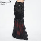 EVA LADY Women's Gothic Floral Embroidered Lace Splice Red Fishtail Skirt