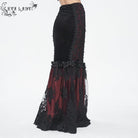 EVA LADY Women's Gothic Floral Embroidered Lace Splice Red Fishtail Skirt