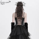 EVA LADY Women's Gothic Floral Embroidered Lace Straps Tank Top Black