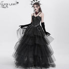 EVA LADY Women's Gothic Floral Embroidered Lace Straps Tank Top Black