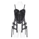 EVA LADY Women's Gothic Floral Embroidered Lace Straps Tank Top Black