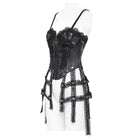 EVA LADY Women's Gothic Floral Embroidered Lace Straps Tank Top Black