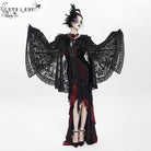 EVA LADY Women's Gothic Floral Embroidered Plumed Cloak