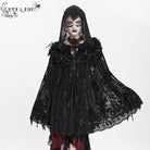 EVA LADY Women's Gothic Floral Embroidered Plumed Cloak