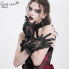 EVA LADY Women's Gothic Floral Embroidered Rose Lace Gloves