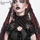 EVA LADY Women's Gothic Floral Embroidered Rose Lace Gloves Red