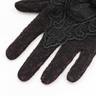 EVA LADY Women's Gothic Floral Embroidered Rose Lace Gloves Red