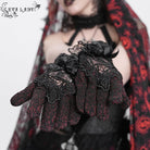 EVA LADY Women's Gothic Floral Embroidered Rose Lace Gloves Red