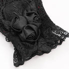 EVA LADY Women's Gothic Floral Embroidered Rose Lace Gloves Red