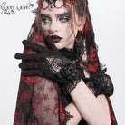 EVA LADY Women's Gothic Floral Embroidered Rose Lace Gloves Red