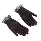 EVA LADY Women's Gothic Floral Embroidered Rose Lace Gloves Red