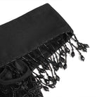 EVA LADY Women's Gothic Floral Embroidered Tassels Off-shoulder Slip Dress Black