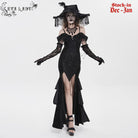 EVA LADY Women's Gothic Floral Embroidered Tassels Off-shoulder Slip Dress Black