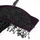 EVA LADY Women's Gothic Floral Embroidered Tassels Off-shoulder Slip Dress Black-Purple