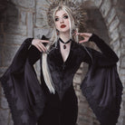 EVA LADY Women's Gothic Floral Embroidered Velvet Long Dress Wedding Dress Black