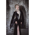 EVA LADY Women's Gothic Floral Embroidered Velvet Long Dress Wedding Dress Black