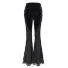 EVA LADY Women's Gothic Floral Embroidered Velvet Splice Lace Flared Leggings Black