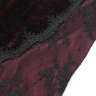 EVA LADY Women's Gothic Floral Embroidered Velvet Splice Lace Flared Leggings Red