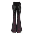 EVA LADY Women's Gothic Floral Embroidered Velvet Splice Lace Flared Leggings Red