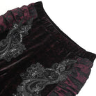 EVA LADY Women's Gothic Floral Embroidered Velvet Splice Lace Flared Leggings Red