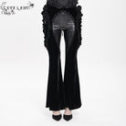 EVA LADY Women's Gothic Floral Faux Leather&Velvet Ruffle Pants Black