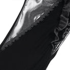 EVA LADY Women's Gothic Floral Faux Leather&Velvet Ruffle Pants Black