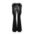 EVA LADY Women's Gothic Floral Faux Leather&Velvet Ruffle Pants Black